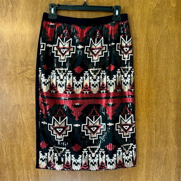 Cato Sequin Aztec Pattern Pencil Skirt - Picture 1 of 9